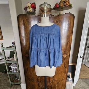 Madewell Denim Tiered Blouse